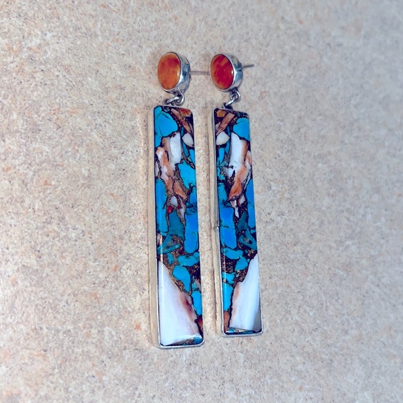 JB Sterling Turquoise & mix stone Earrings - Picture 1 of 4